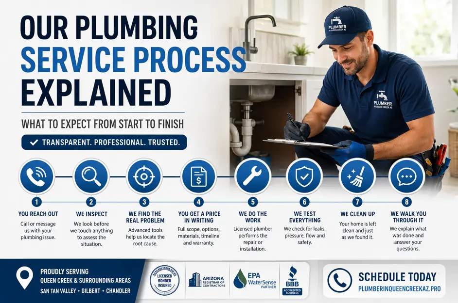 Our 8 Step Plumbing Service Process Explained Our 7+ Steps Queen Creek Plumbing Service Process Explained