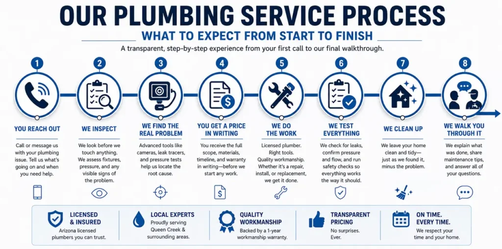 Our 8 Step Plumbing Service Process Explained Our Plumbing Service Process Explained: 8-Step Plumbing Service Timeline in Queen Creek, AZ